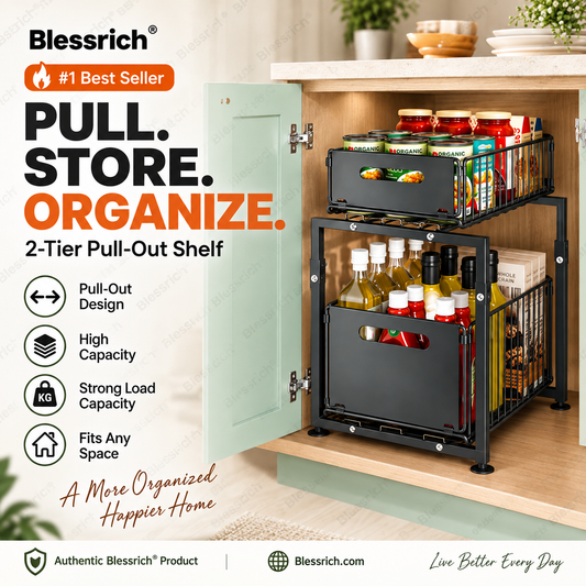 🔄💪 50% OFF! 📦2-Tier Pull-Out Shelf – Double storage, easy reach