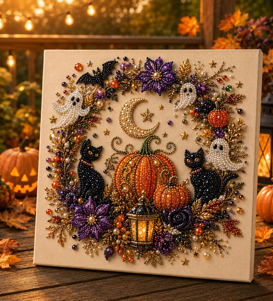 🔥 Last Day 55% OFF  👻✨ Halloween Pearl Art DIY Kit – Turn Tiny Pearls into Spooky-Cute Magic