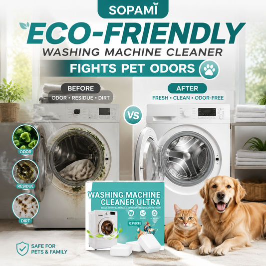 SOPAMI Eco-Friendly Washing Machine Cleaner Fights Pet Odors & Hair Build-Up for Fresh Clean Machines