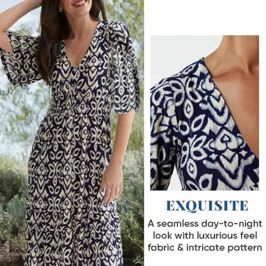 🔥Hot Sale - 49% OFF🔥Bohemian casual print V-neck waist wrap long dress