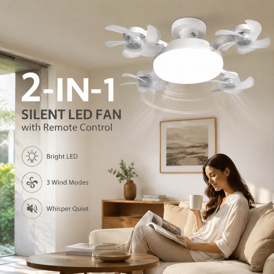🌀New E27 Socket Ceiling Fan Light – 2‑in‑1 Silent LED Fan with Remote Control, Energy‑Saving Cooling & Lighting Combo for Home Bedroom