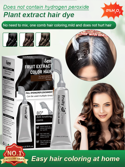 🎁Buy 1 Get 1 Free|Fruit Essence Hair Dyeing Comb – Cream & Comb in One, No-Mix Plant Formula