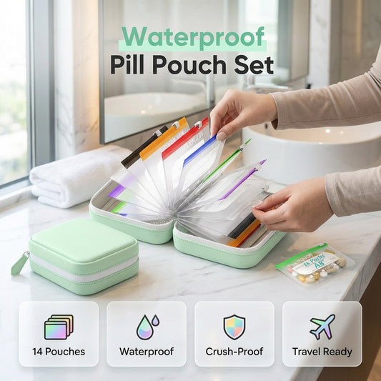 🏆 Last Day Special Price £9.99 ! 💊A8 Waterproof Pill Pouch Set – 7 to 14 Days of Meds & Vitamins💧Waterproof & Crush-Resistant Shell