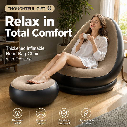 [Thoughtful Gift] Thickened Inflatable Bean Bag Chair For Adults With Footstool