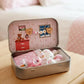 🐇 62% OFF! 🐇 Bunny Mummy & Baby Plush Pocket Tin – Handmade Easter Collectible with Cozy Blanket (Pink/Blue Ears) 🐇🎁