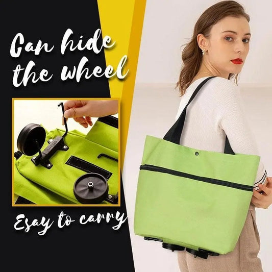 🔥HOT SALE 65% OFF🔥 Foldable 2-in-1 Rolling Shopping Bag – With Luggage-Style Wheels