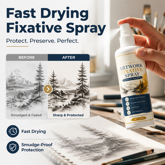 🥳2026 HOT SALE🥳💞50K+ SOLD!🎨🖌️ 50% OFF! Fast Drying Fixative Spray – Protects charcoal & pastels from smudging. Ultra‑fine mist, no drips. Matte finish, colours stay true! 🛡️✨