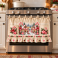 New tie-front kitchen half apron with pockets and ruffle trim