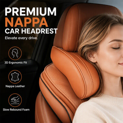 🚗 Ergonomic Memory Foam Car Headrest Pillow – Luxury PU Leather Neck Support Cushion