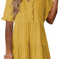 🔥🌈2026 Summer Hot Sale 60% OFF🌈Women's V Neck Ruffle Casual A-Line Flowy Swing Shift Dress