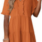 🔥🌈2026 Summer Hot Sale 60% OFF🌈Women's V Neck Ruffle Casual A-Line Flowy Swing Shift Dress