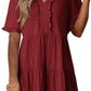 🔥🌈2026 Summer Hot Sale 60% OFF🌈Women's V Neck Ruffle Casual A-Line Flowy Swing Shift Dress