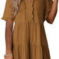 🔥🌈2026 Summer Hot Sale 60% OFF🌈Women's V Neck Ruffle Casual A-Line Flowy Swing Shift Dress