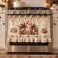 New tie-front kitchen half apron with pockets and ruffle trim