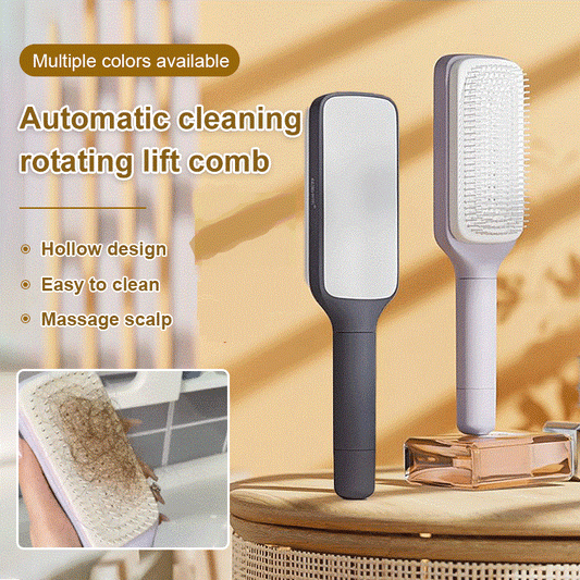 🔥Last Day Sale ⏰💇‍♀️✨Automatic Self-Cleaning Rotating & Liftable Hair Comb for Smooth Detangling and Styling🎁