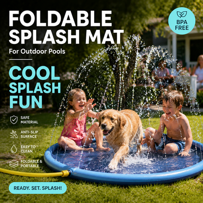 Foldable mat for outdoor swimming pools