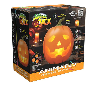 🎃50% OFF NOW! Jabberin' Jack Animated Talking & Singing Pumpkin, 3D Video Projector Jack‑O‑Lantern with Motion Sensor, Pre‑Loaded Animation Scenes for Halloween Indoor & Outdoor Decor