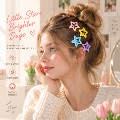 ✨Colourful Star Hair Clips – Cute Pastel-Coloured Hair Accessories for Women & Girls🌸