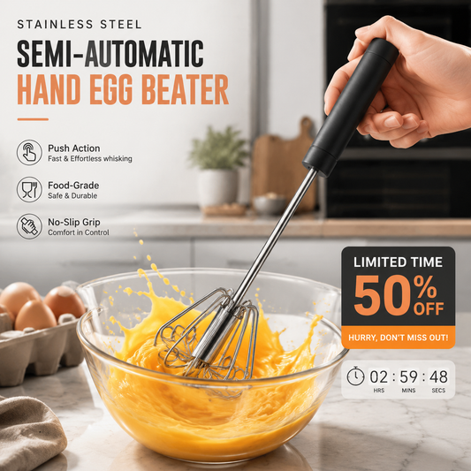 🔥Stainless Steel Semi-Automatic Hand Egg Beater