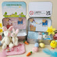 🐇 62% OFF! 🐇 Bunny Mummy & Baby Plush Pocket Tin – Handmade Easter Collectible with Cozy Blanket (Pink/Blue Ears) 🐇🎁