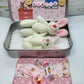 🐇 62% OFF! 🐇 Bunny Mummy & Baby Plush Pocket Tin – Handmade Easter Collectible with Cozy Blanket (Pink/Blue Ears) 🐇🎁