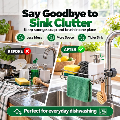 Stainless steel storage rack for the kitchen sink