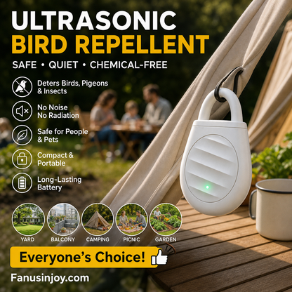 🏆 Last Day Special Price £6.99! 🐦No more trouble from birds, beasts and locusts！Portable Ultrasonic Bird Repellent Keychain