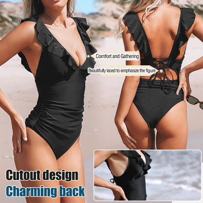 Sexy V-Neck One-piece Swimsuit