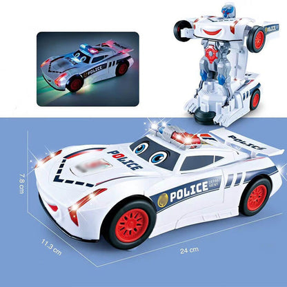 [Best Gift For Kid] Electric Universal Deformation Police Toy Car