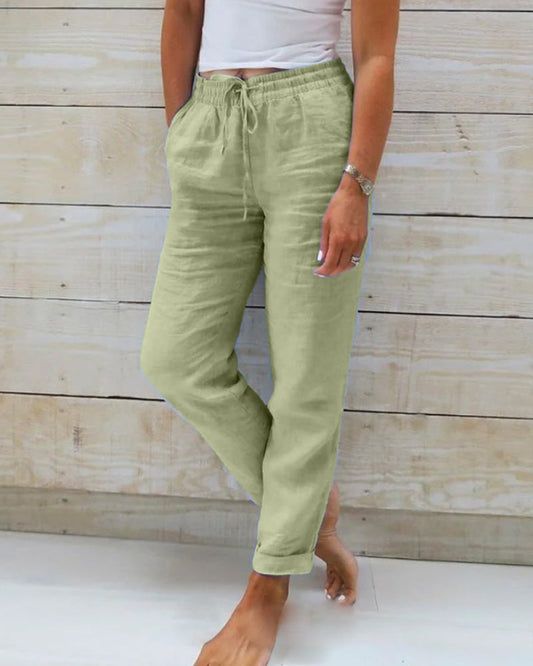 🥳2026 HOT SALE👖 60% OFF! 🌸Women's Elastic Waist Cotton Linen Wide Leg Pants🌸