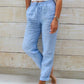 🥳2026 HOT SALE👖 60% OFF! 🌸Women's Elastic Waist Cotton Linen Wide Leg Pants🌸