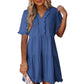 🔥🌈2026 Summer Hot Sale 60% OFF🌈Women's V Neck Ruffle Casual A-Line Flowy Swing Shift Dress