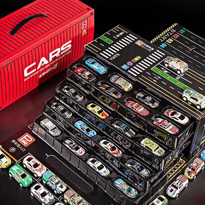 🎅48 Mini Pull-Back Cars with Built-In Garage Set