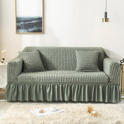 Bubble Texture Elastic Ruffled Sofa Cover