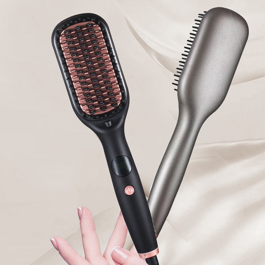 Negative Ion Hair Straightener Brush with LCD Display