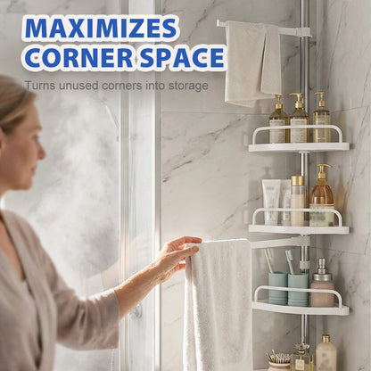 🚿🔧 50% OFF! Adjustable Telescopic Corner Shower Caddy – no drilling, 4 tiers & rust-resistant. Max your bathroom corner storage! 🛡️✅