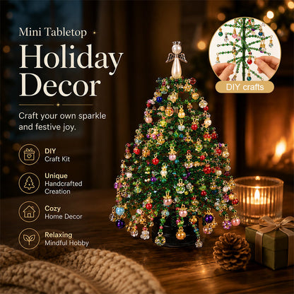 🔥Hot Sale 58% OFF🔥 Elegant Beaded Mini Christmas Tree – Collector's Holiday Decor Set, Tabletop 🎄