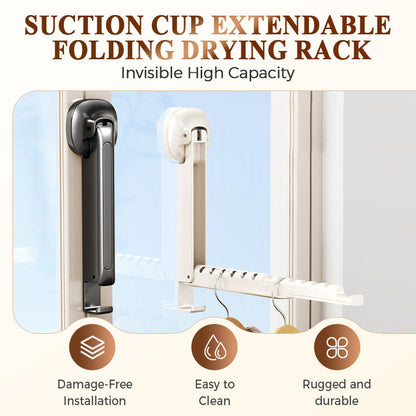 🔥Hot Sale ⚡BUY 1 GET 1 FREE💥Suction Cup Extendable Folding Drying Rack – No-Drill, Space-Saving, for Bathroom Balcony 👚