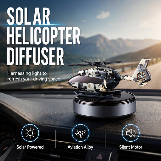 🚗Solar Helicopter Aromatherapy Diffuser – Spins in Light, Refillable Scent Pads, for Car & Home ✨🚁