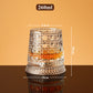 🥃50% OFF NOW! 360° Rotating Whiskey Glass Tumbler – Vintage Embossed Crystal Spinning Old Fashioned Glass, Luxury Rotatable Cocktail Glass for Bar, Home & Party