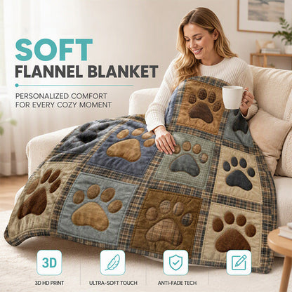 🎁 LAST DAY SALE: £7.99!! 🐾 50% OFF! 🧸 Cute Paw Print Soft Flannel Blanket — Cosy Comfort for Chilly Days ✨