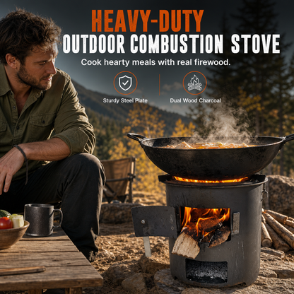 🔥55% OFF NOW! Careluxpro Heavy-Duty Carbon Steel Camping Stove – 3-in-1 Wood & Charcoal Burning Outdoor Combustion Stove, High-Draft Airflow Portable Camp Cooker for Camping, Backpacking & Outdoor Cooking