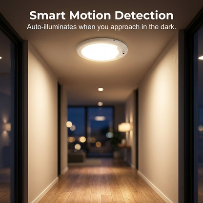 🥳2027 HOT SALE🥳💞50K+ SOLD! 💡✨ 50% OFF! Rechargeable Motion Sensor Ceiling Light – wireless, auto on/off, 3 colour temperatures & remote control. Light only when you need it! 🛡️✅