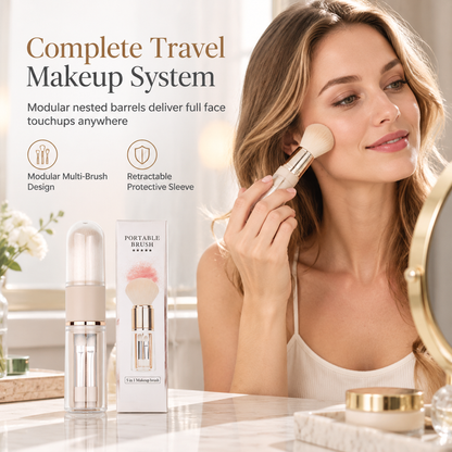 🎁2027 New Arrivals 50% OFF💥🖌️Portable Retractable Makeup Brush Set Multifunctional Travel Cosmetic Tool with Powder Blush and Silicone Lip Brush