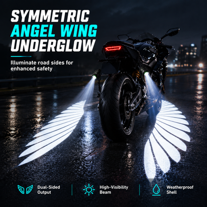 🥳2026 HOT SALE🥳💞50K+ SOLD! 🏍️✨ 50% OFF! Motorcycle LED Angel Wings Projection Lights – ultra-clear ground glow, wide safety warning area. Ride safer at night! 🛡️💪